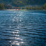 Serene Beauty: Miyajimas Iconic Torii Gate in Seto Inland Sea.